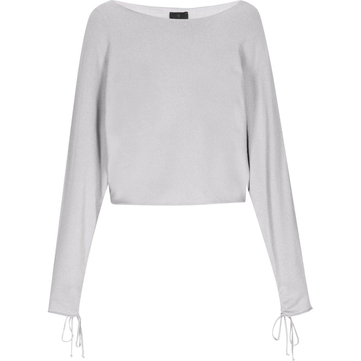 Schimmernder Strickpullover mit U-Boot-Ausschnitt