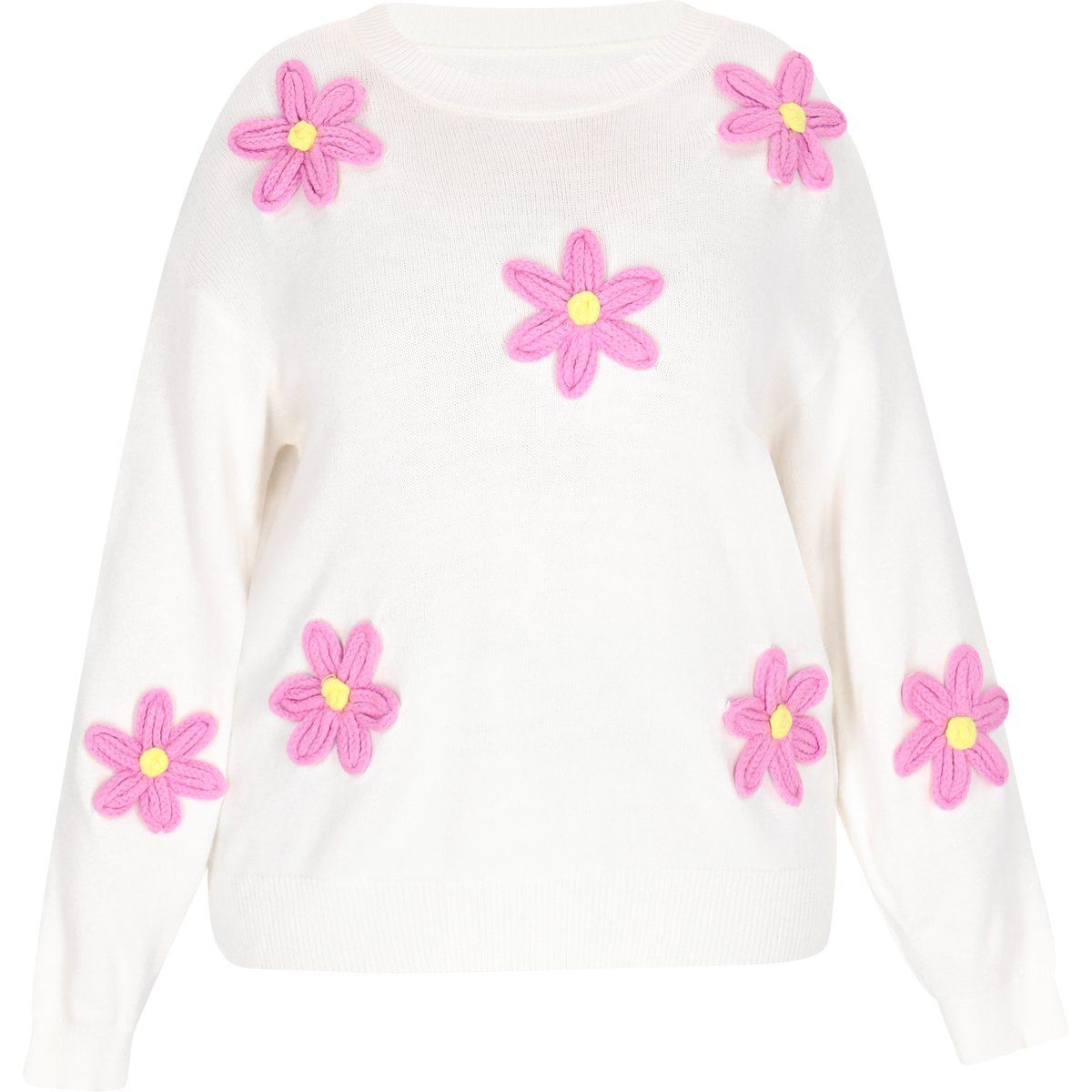 Strickpullover mit floralen Applikationen