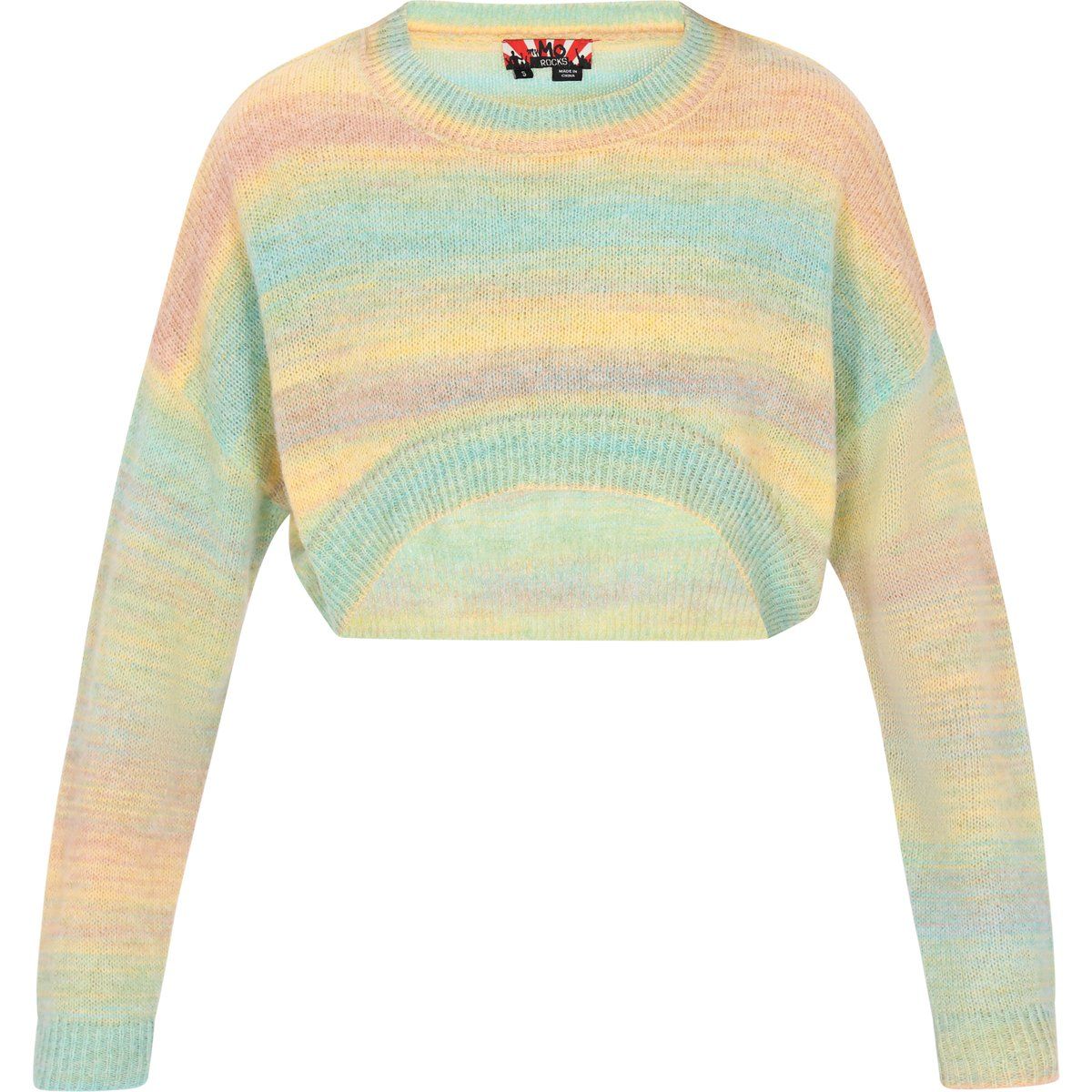 Kurzer Strickpullover mit Ombré-Muster