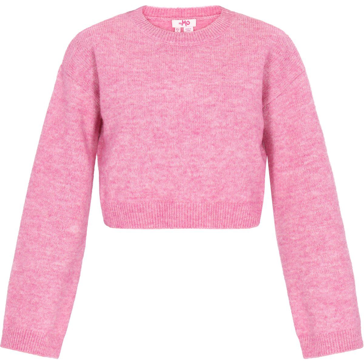 Weicher Kurzer Strickpullover in Melange-Optik
