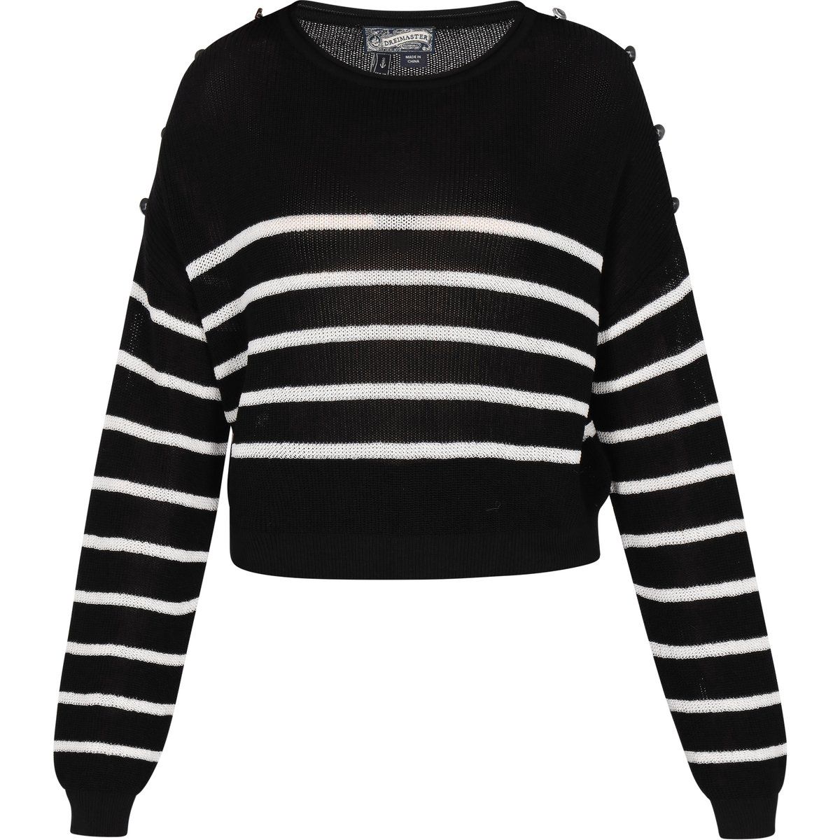 Gestreifter U-Boot-Strickpullover im Marine-Stil
