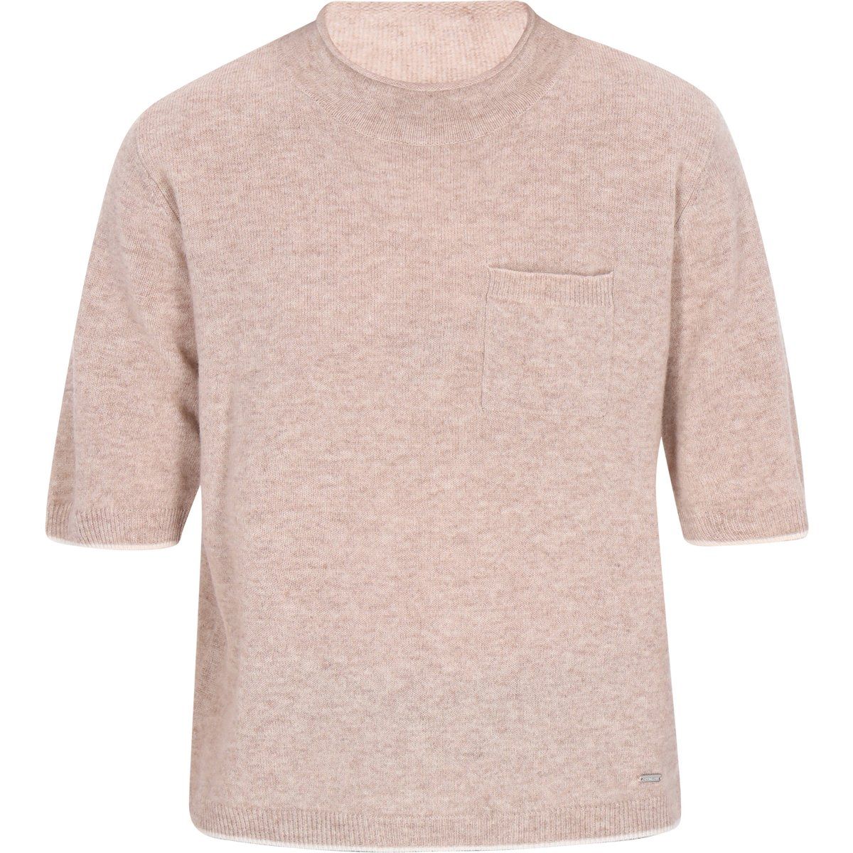 Kurzärmeliger Melange-Strickpullover