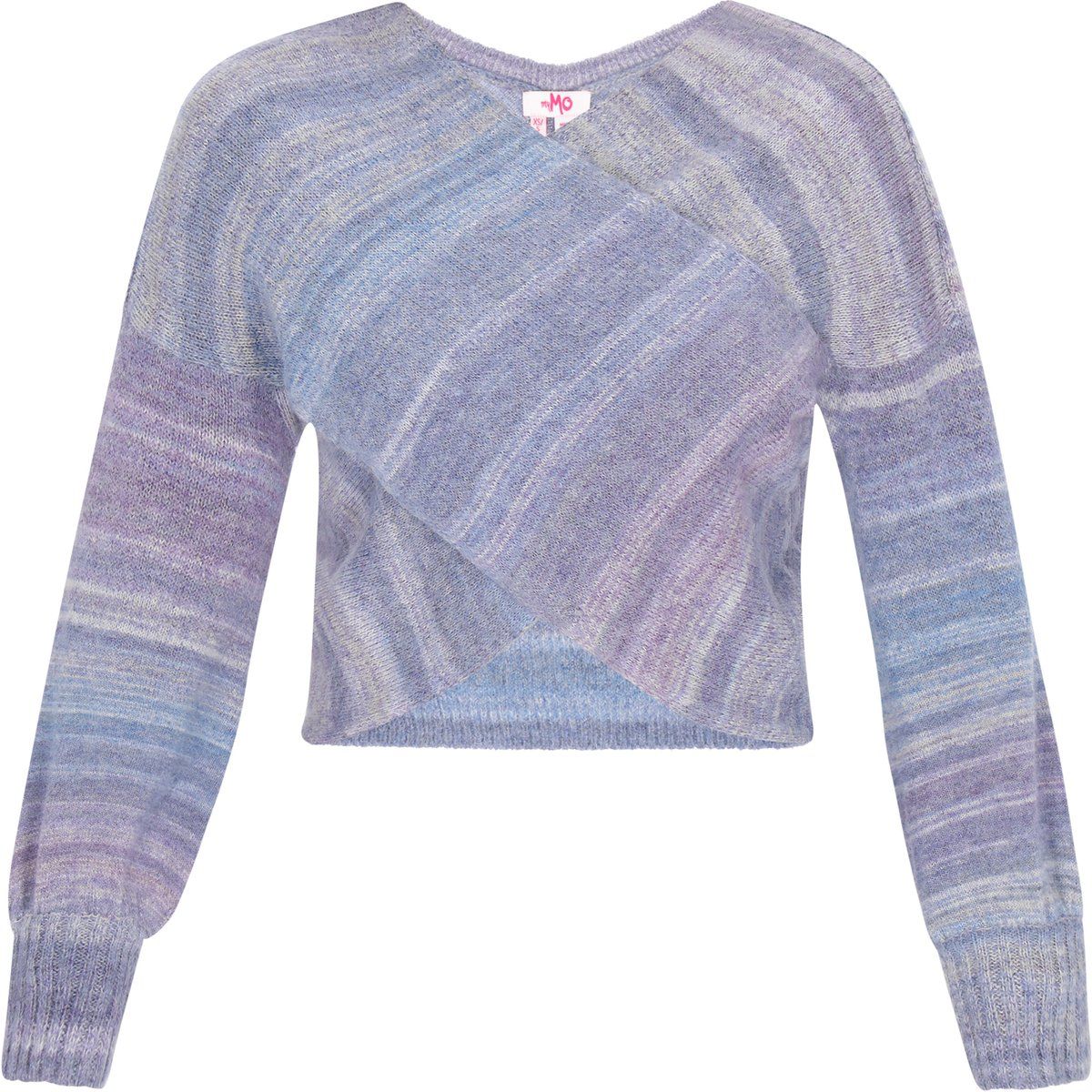 Verkürzter Strickpullover in Wickeloptik