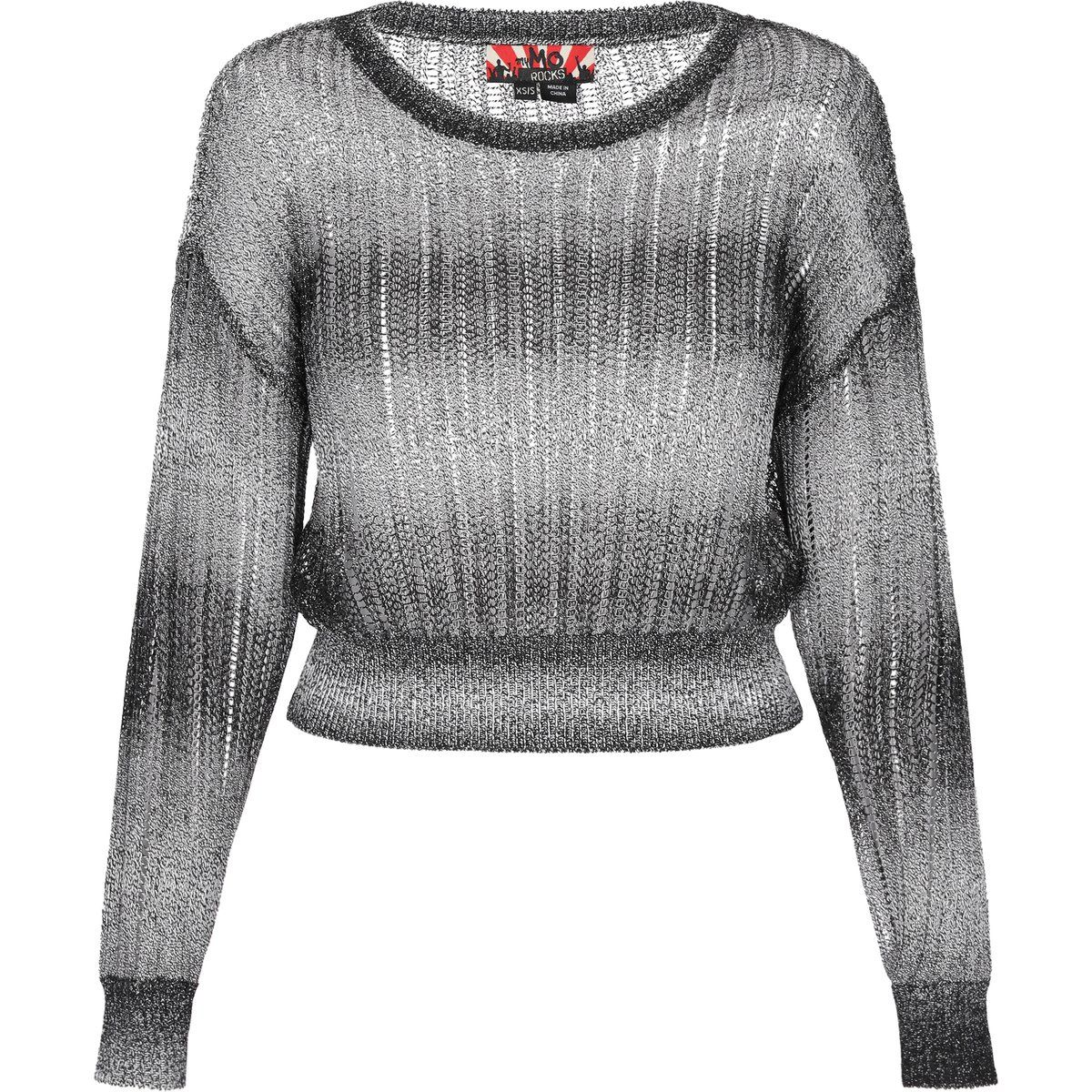 Metallic-Strickpullover mit Ajourmuster