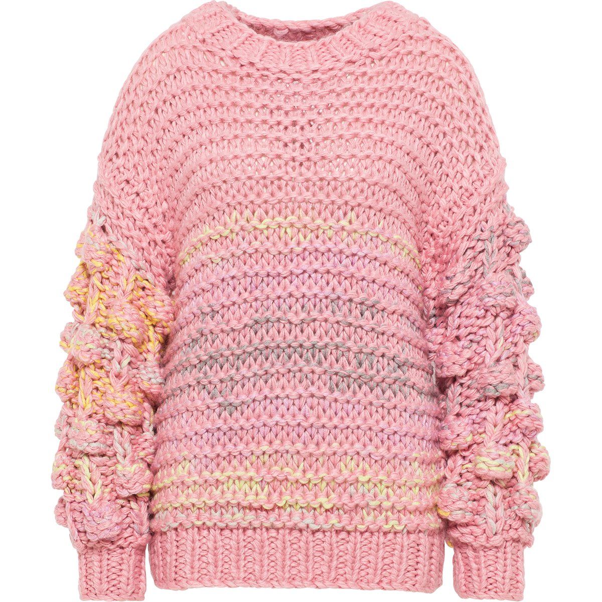 Handgestrickter Oversized-Pullover mit Noppenärmeln