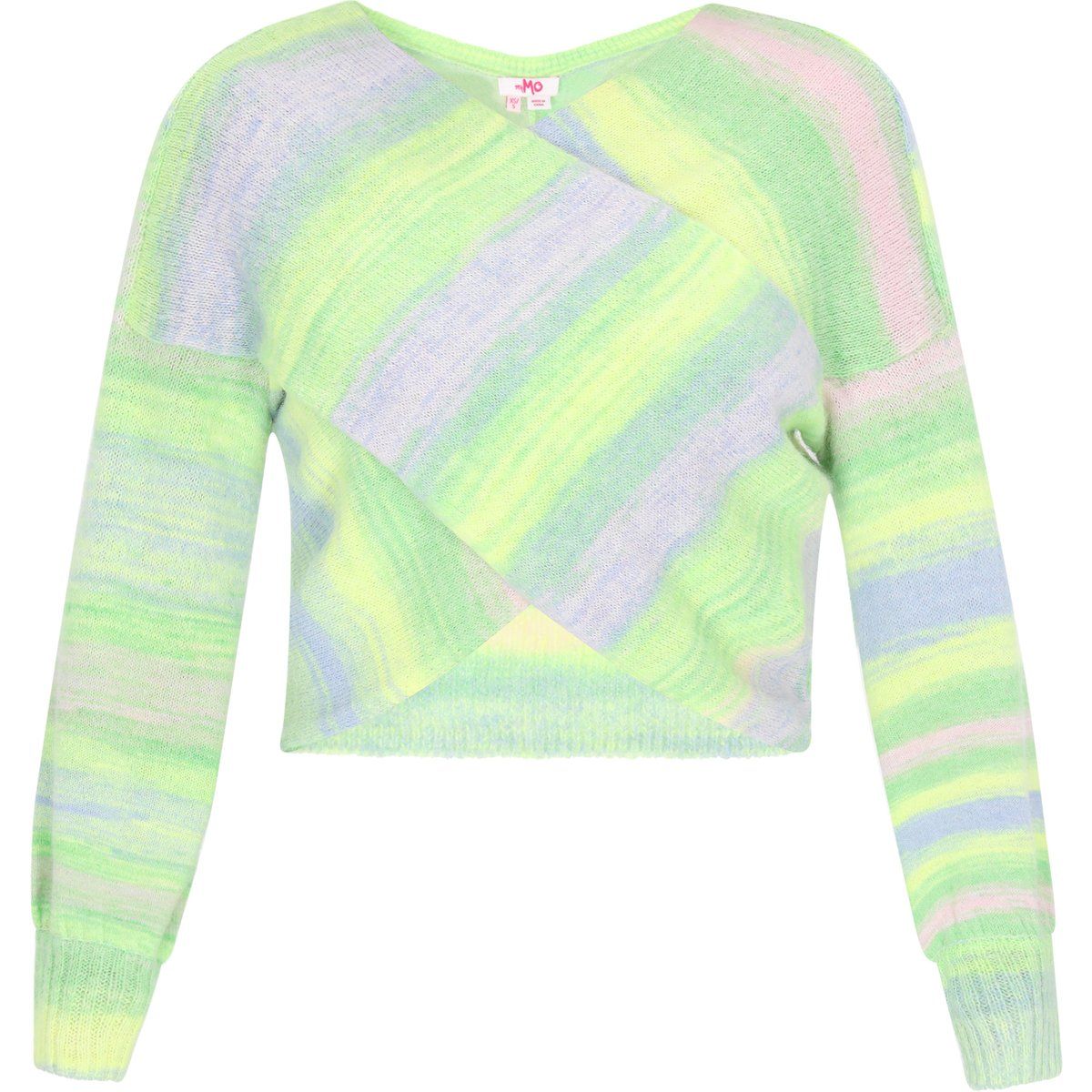Kurzer Wickelpullover mit Ombre-Muster