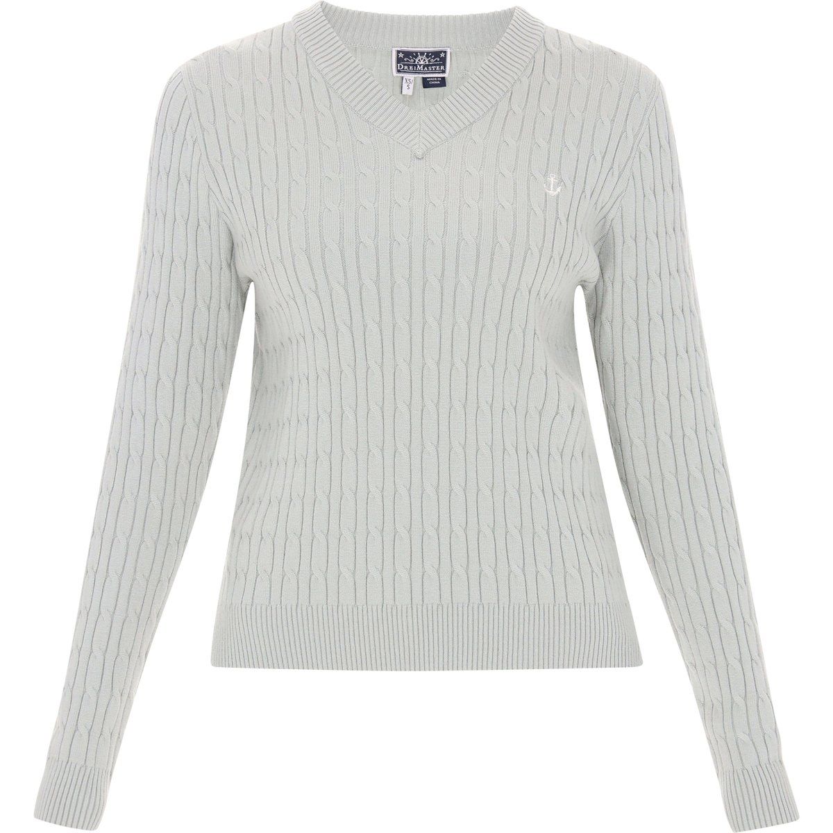 V-Ausschnitt-Pullover mit Zopfmuster
