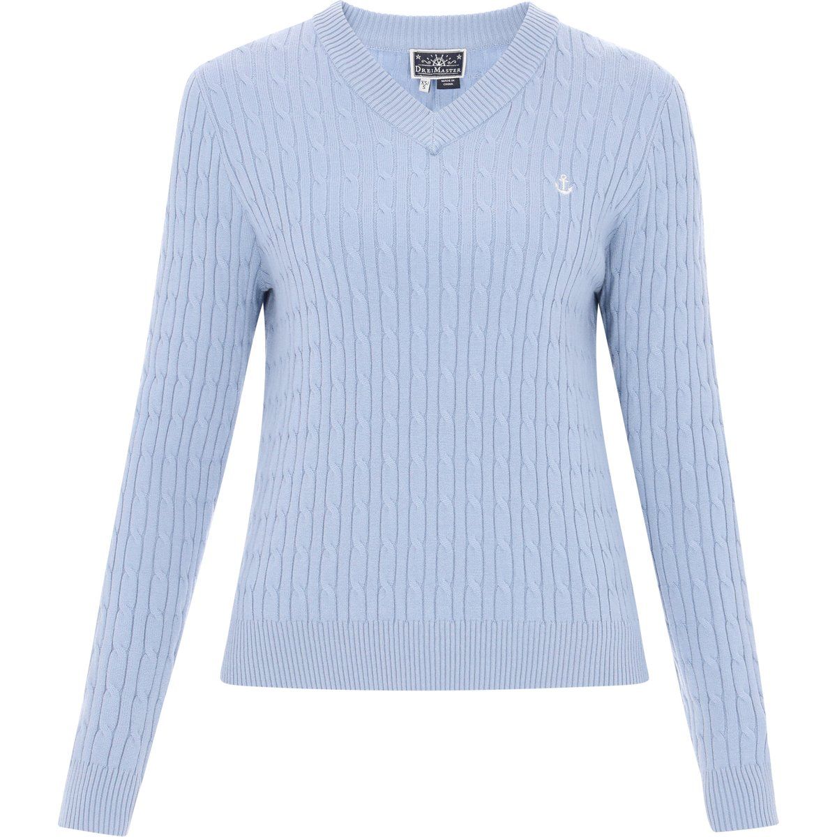 Klassischer V-Ausschnitt Zopfstrickpullover
