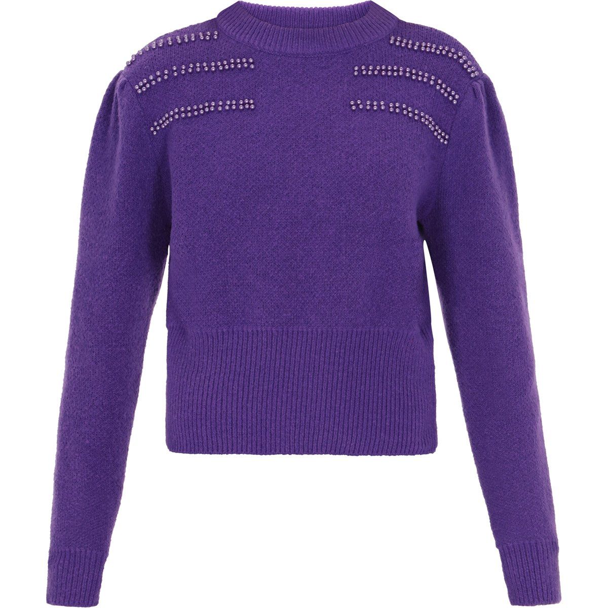 Strickpullover mit Perlenverzierung an der Schulter