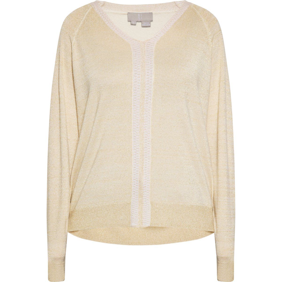 Schimmernder V-Ausschnitt Strickpullover