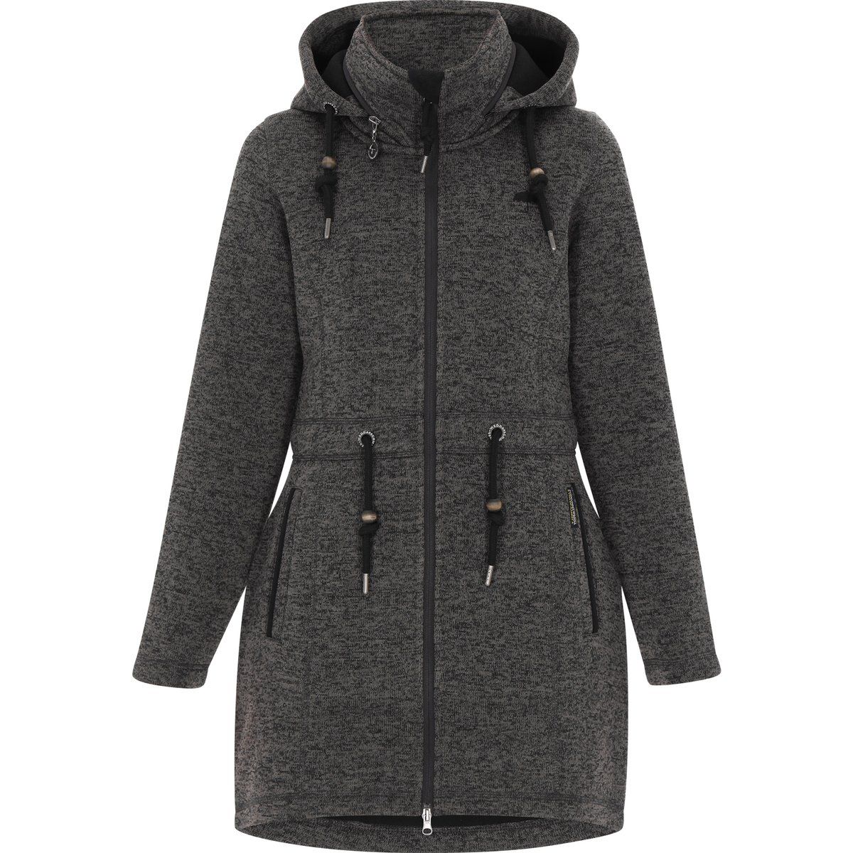 Langer Kapuzen-Parka in Melange-Optik