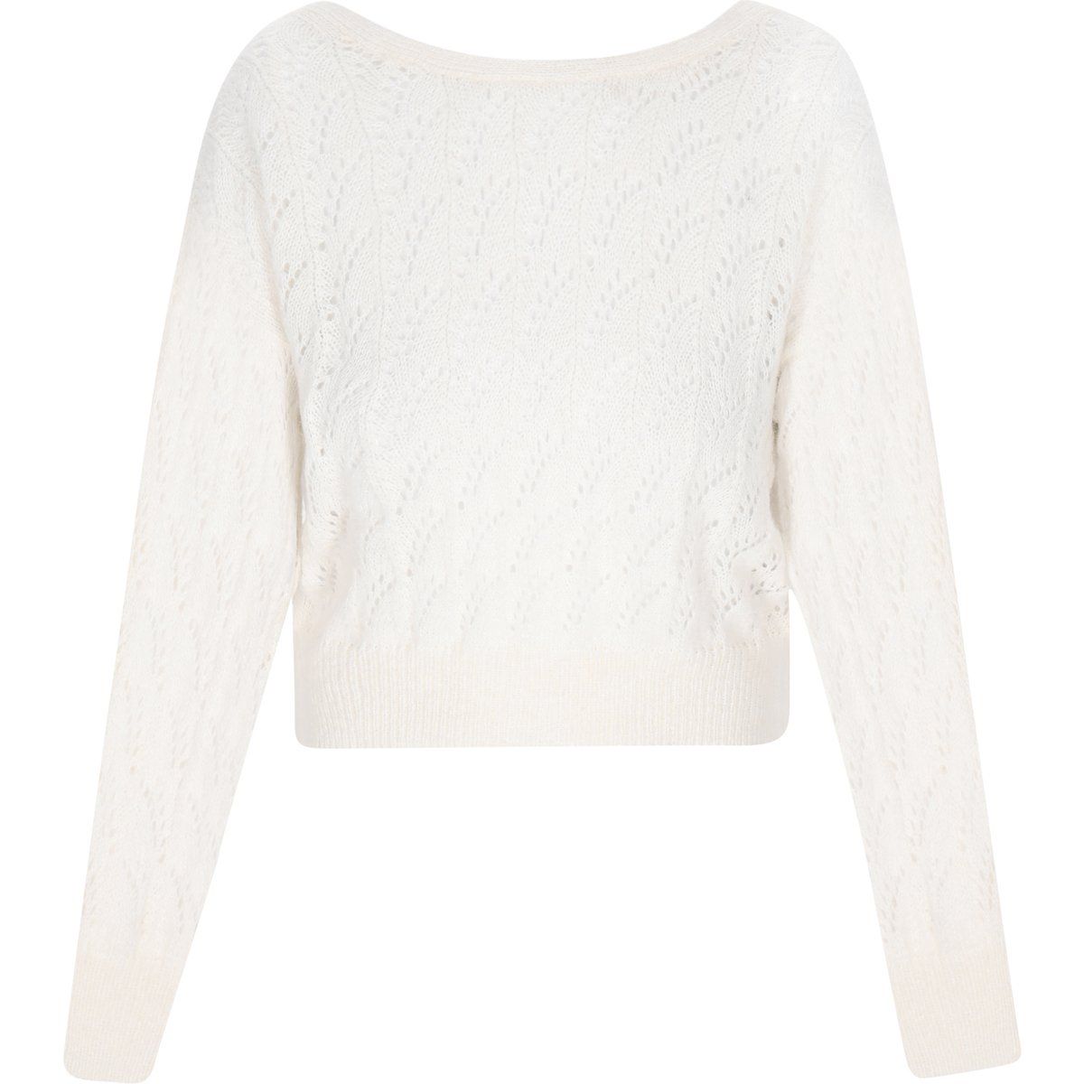 Kurz geschnittener Pointelle-Strickpullover