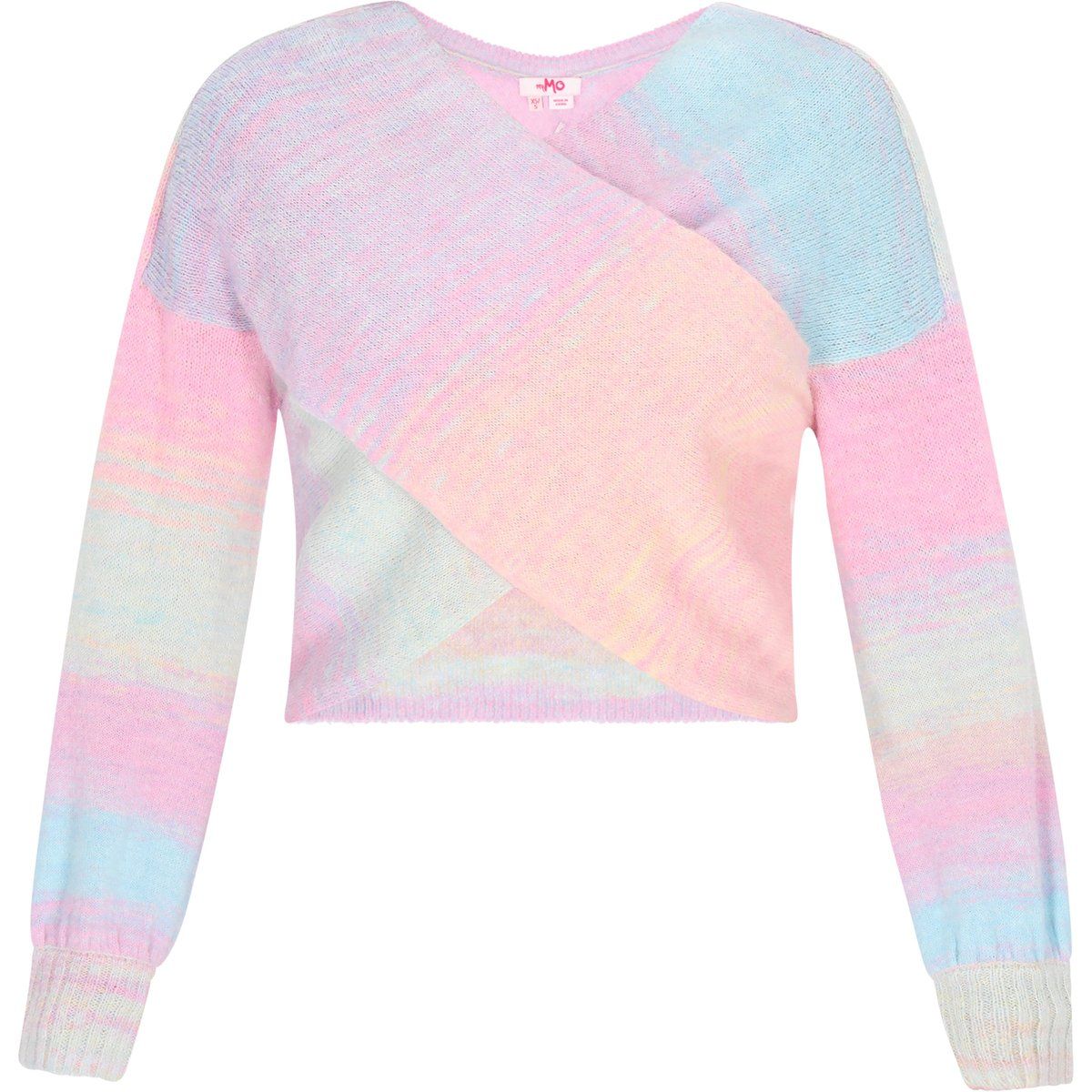 Kurz geschnittener Wickelpullover mit Ombre-Effekt