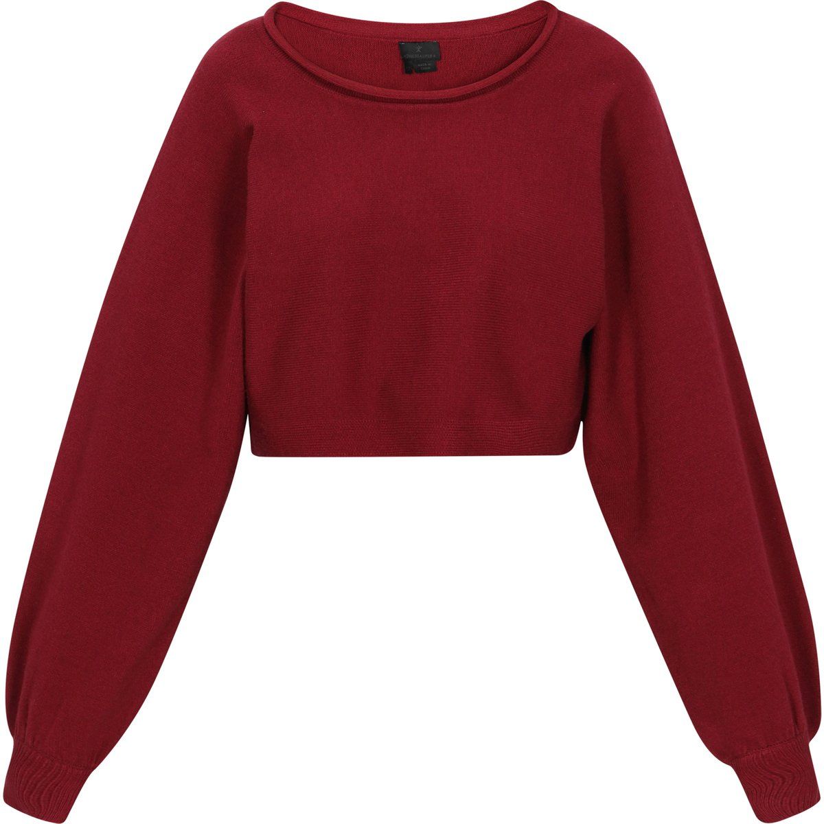 Kurzer Strickpullover mit Bischofsärmeln