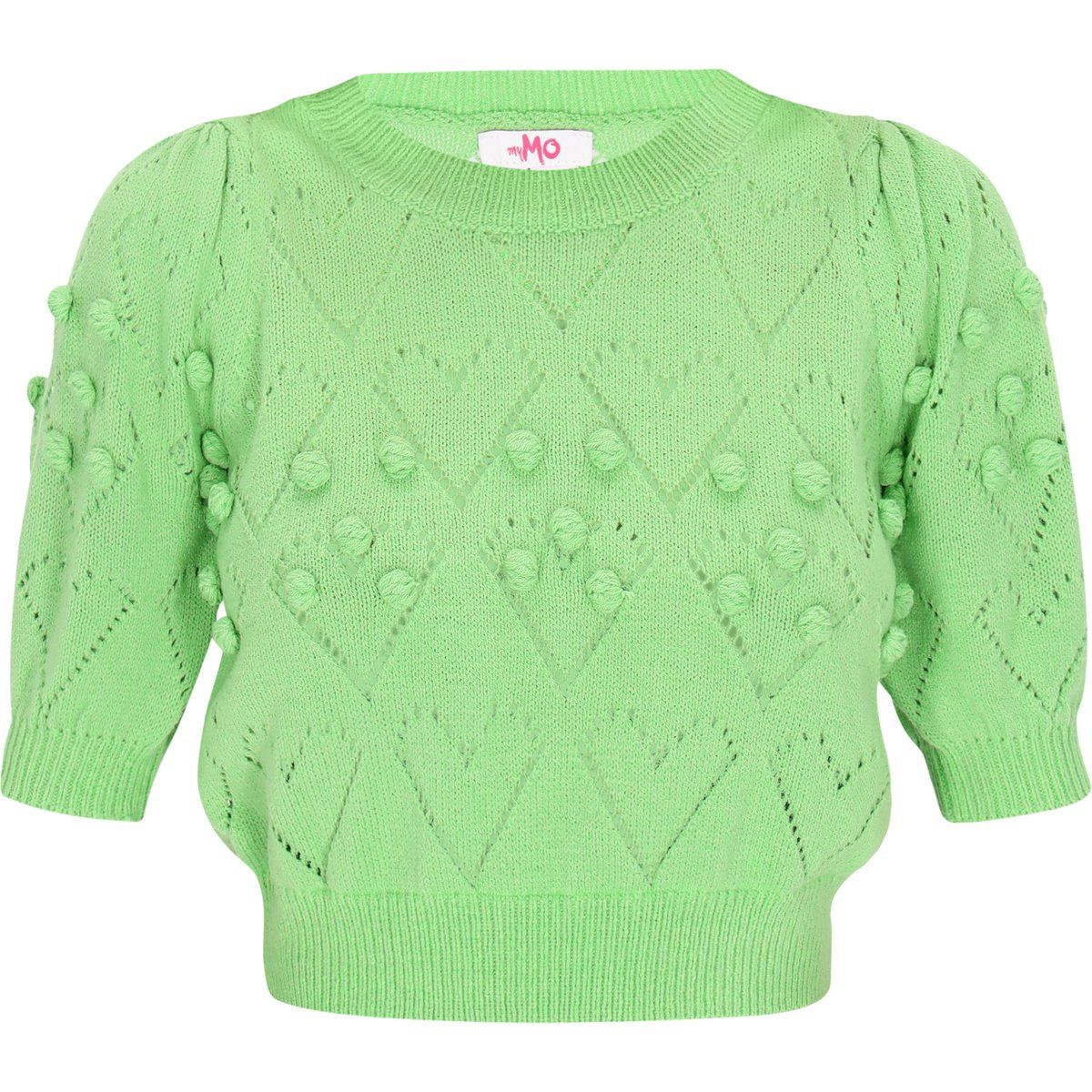 Ajour-Stricktop mit Herzen und Puffärmeln