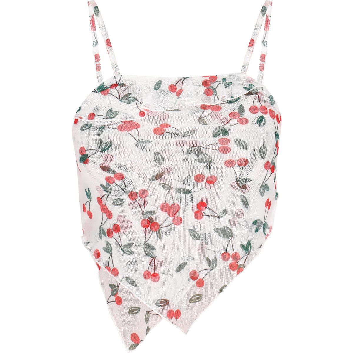 Asymmetrisches Mesh-Top mit Kirschprint