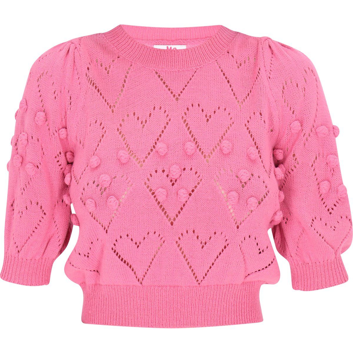 Stricktop mit Herzmuster und Puffärmeln