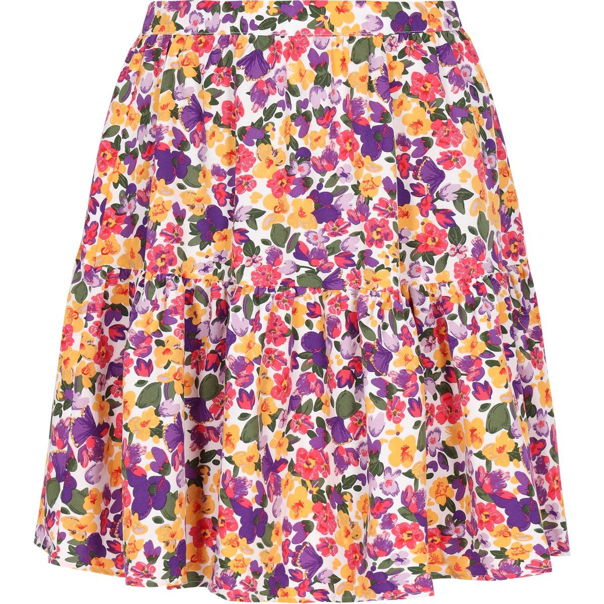 Stufen-Minirock mit Blumenmuster