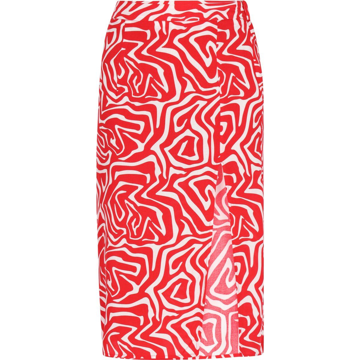 Hochtaillierter Midirock mit abstraktem Print