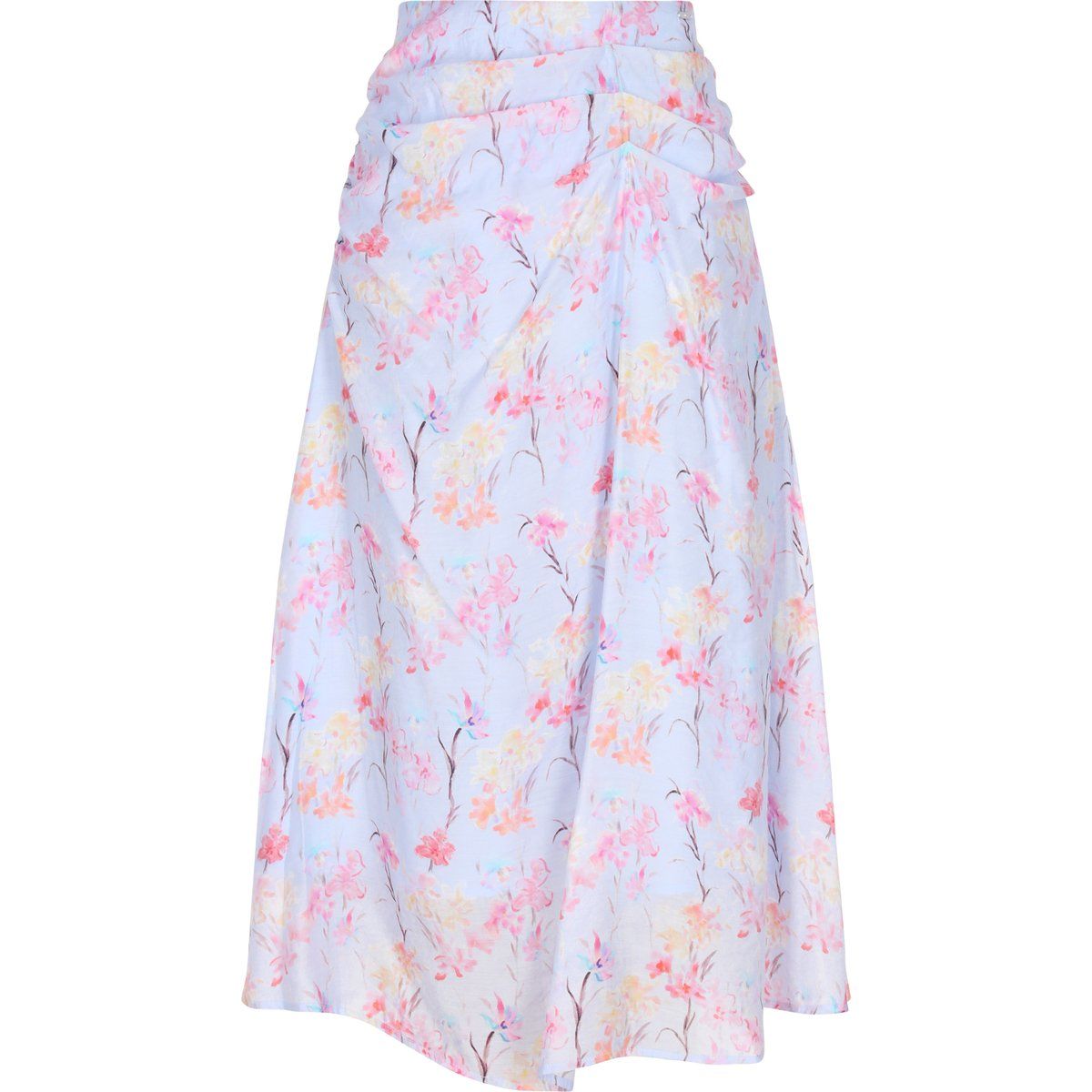 Hochtaillierter Chiffon-Midi mit Blumenmuster