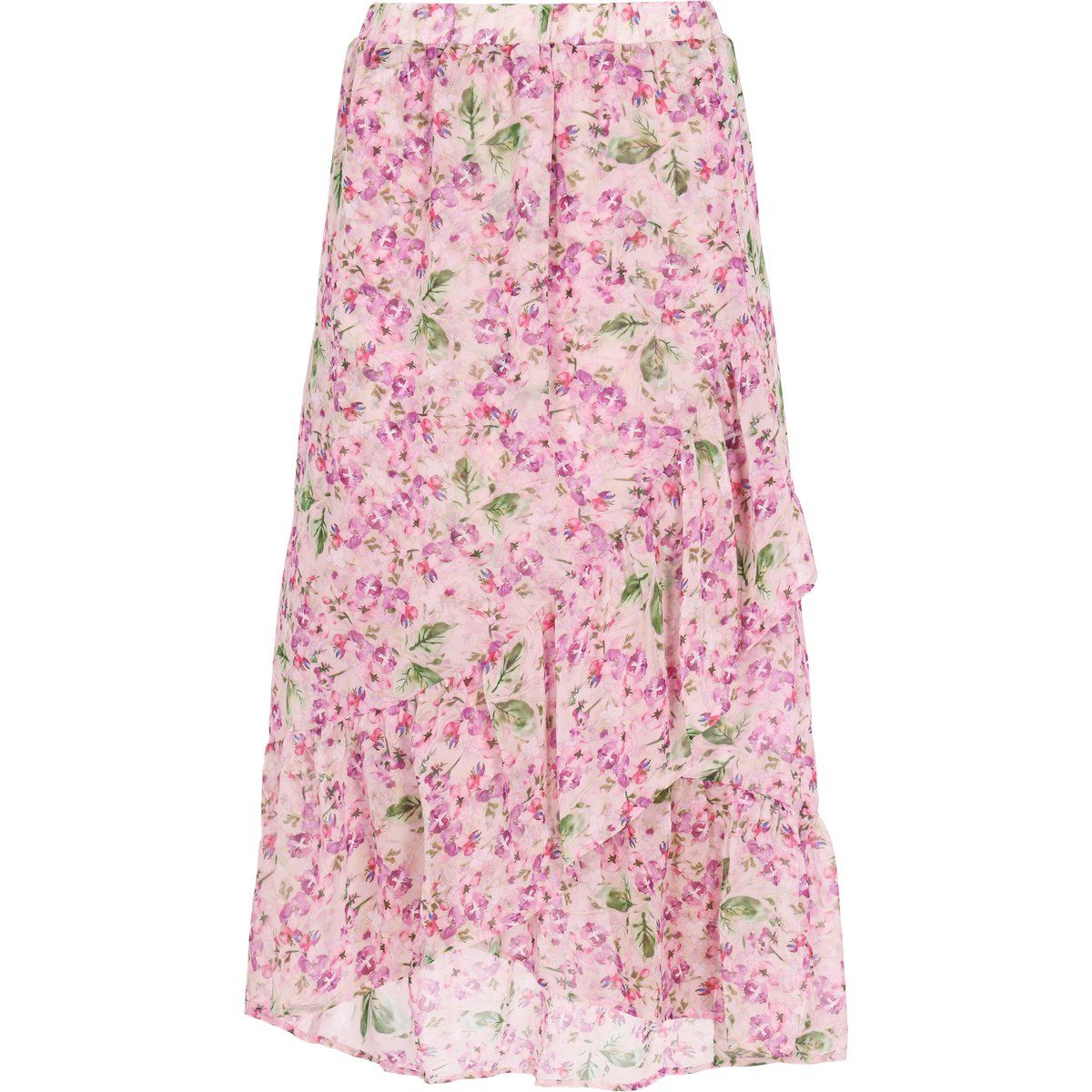 Midirock mit Blumenmuster und Rüschen