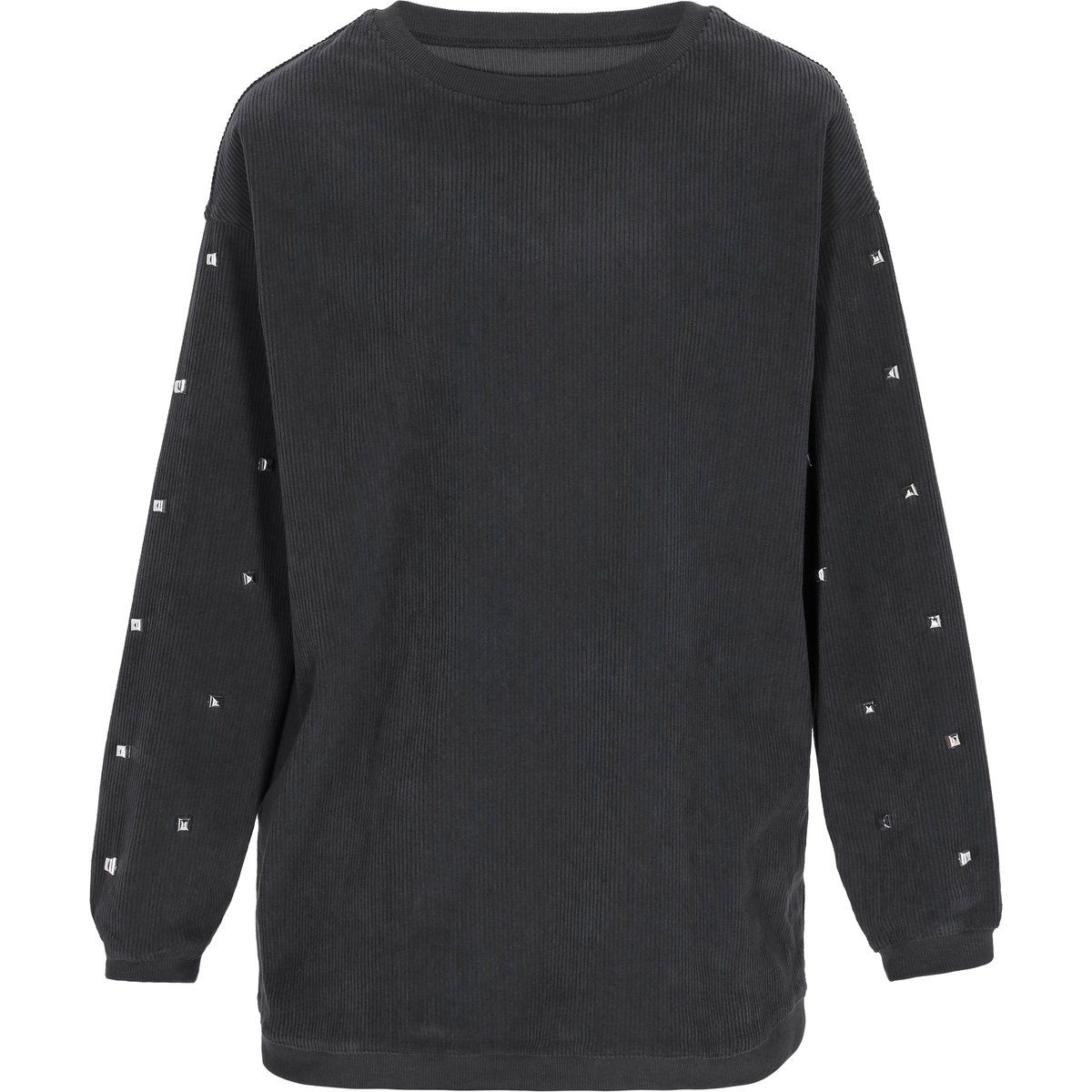 Besetztes Cord-Sweatshirt mit Rundhalsausschnitt