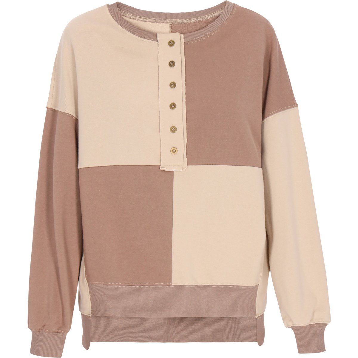 Sweatshirt mit Patchwork-Knopfleiste