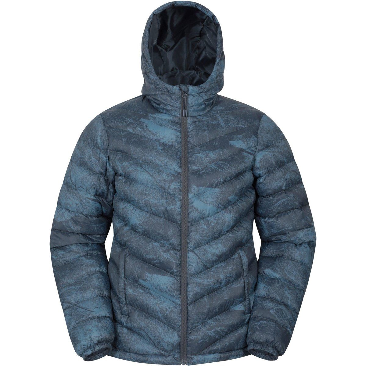 Gesteppte Pufferjacke mit Kapuze und Print