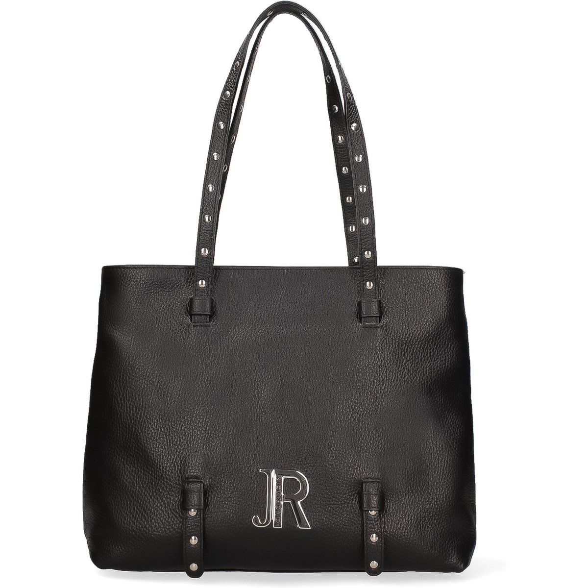 Shopper aus genarbtem Leder mit Nieten