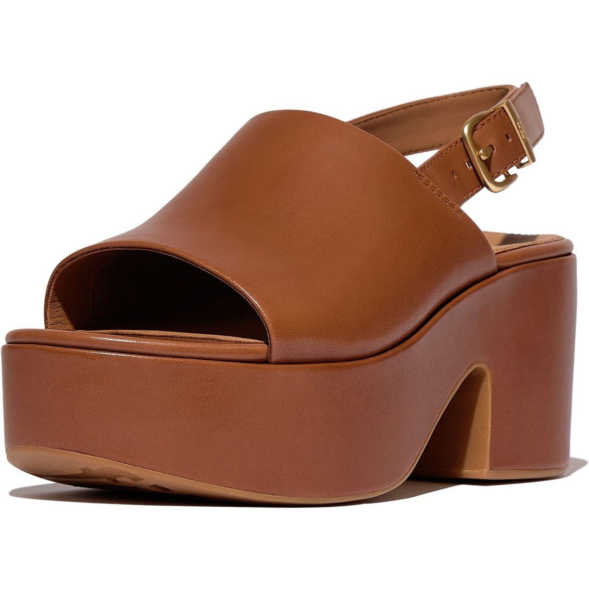 Moderne Plateau-Leder-Slingbacks
