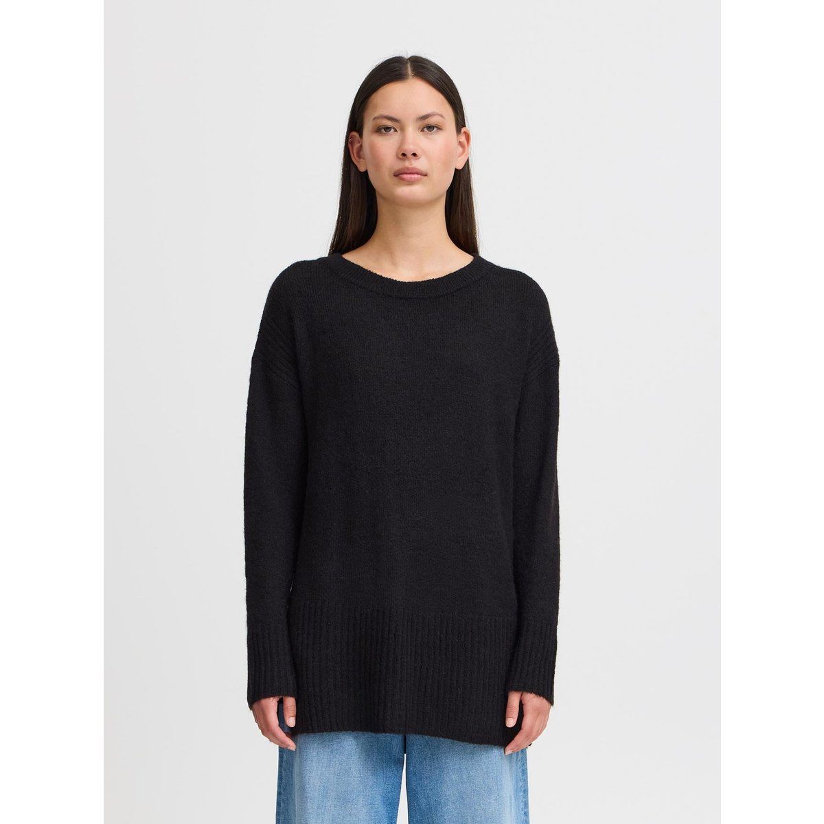 Lockerer Oversize-Strickpullover mit Rundhalsausschnitt
