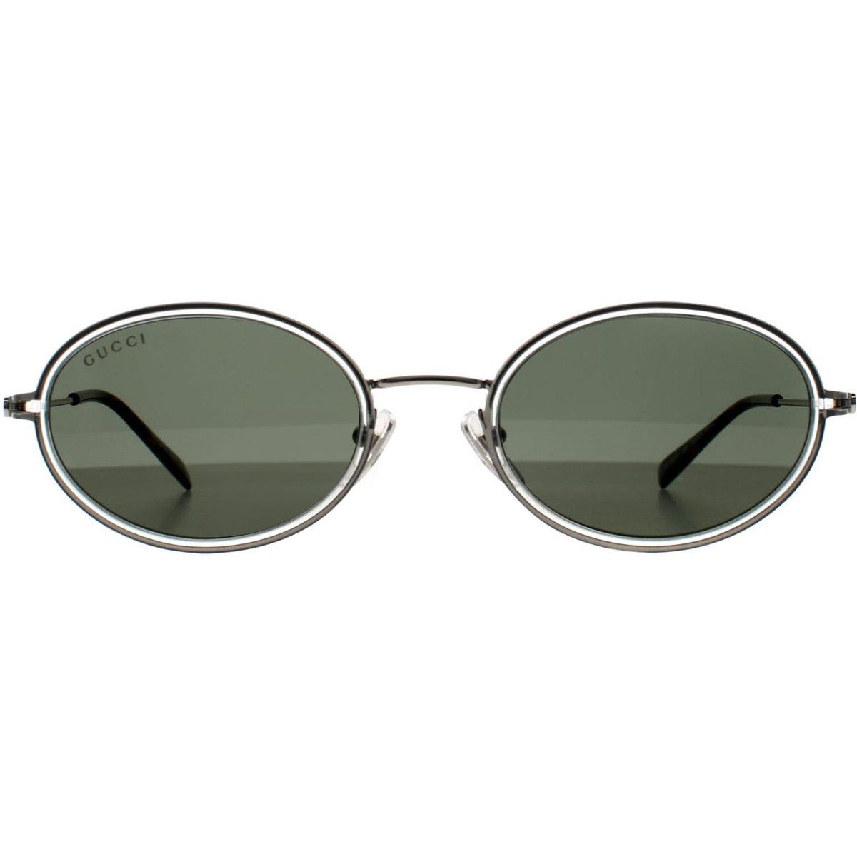 Ovale Metall-Sonnenbrille mit Kristallrand