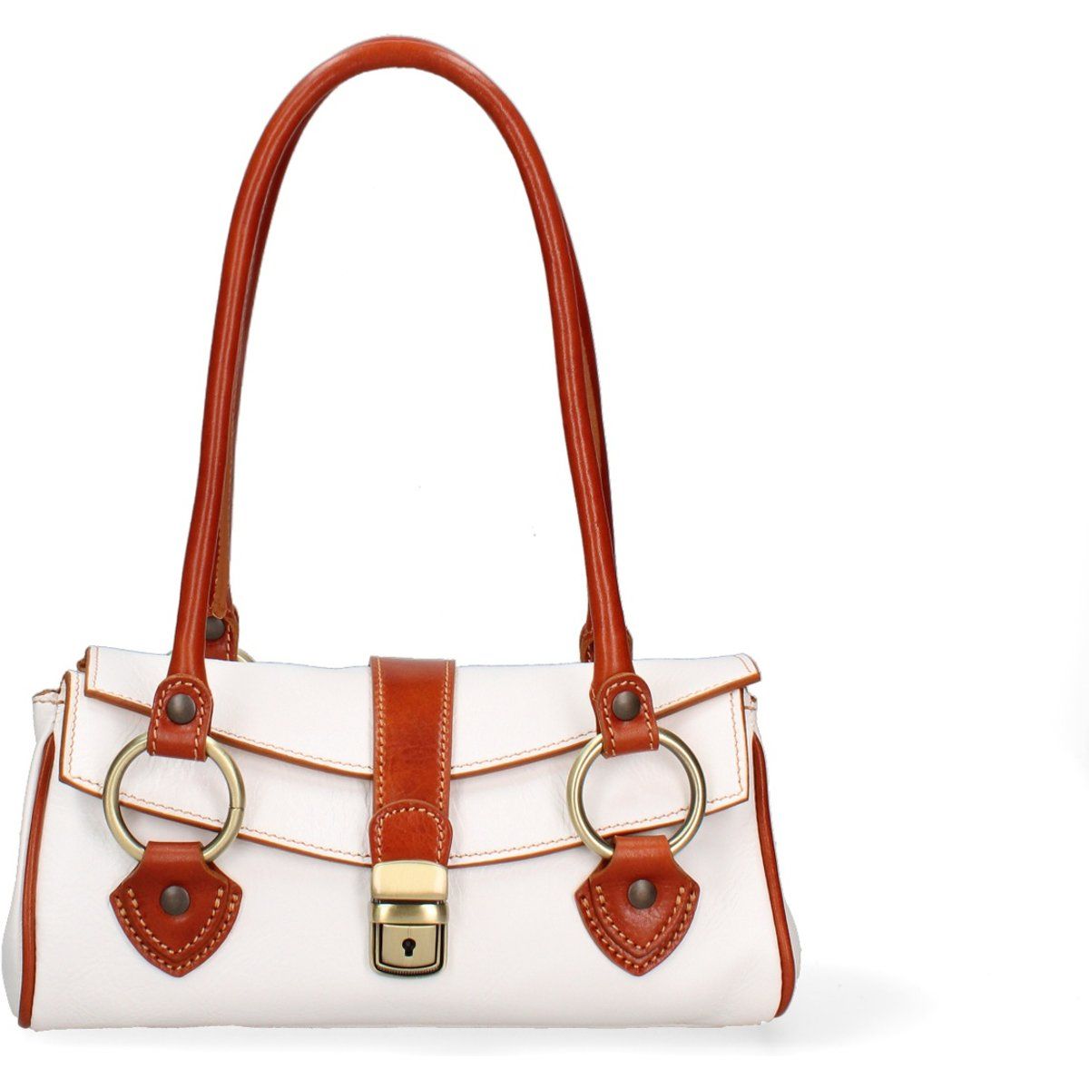 Strukturierte Ledertasche mit Ring-Beschlägen