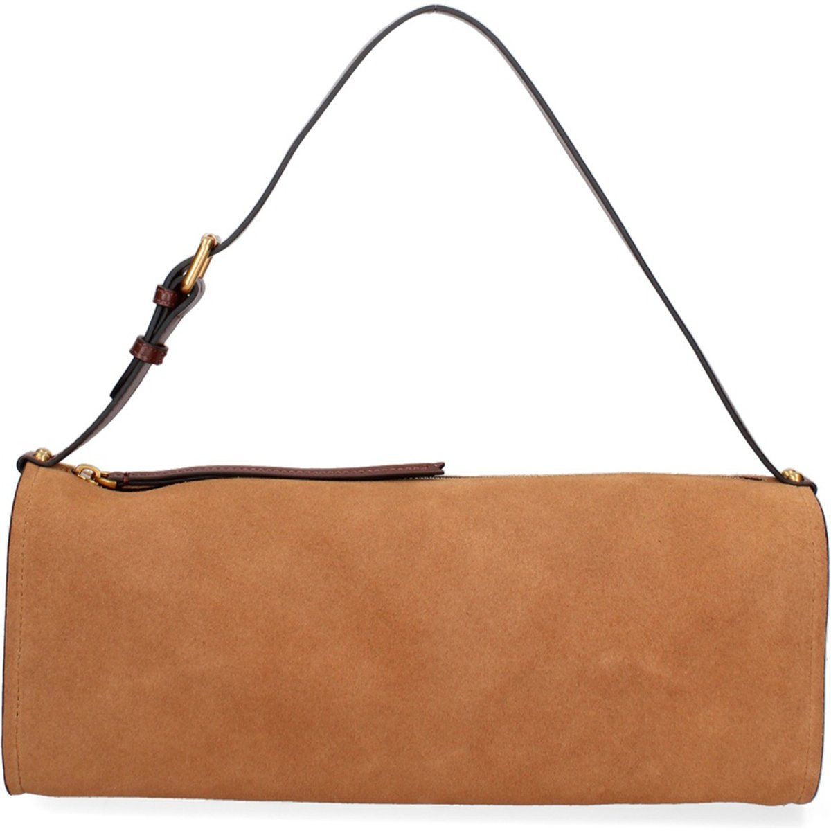 Minimalistische Zylinder-Schultertasche aus Wildleder
