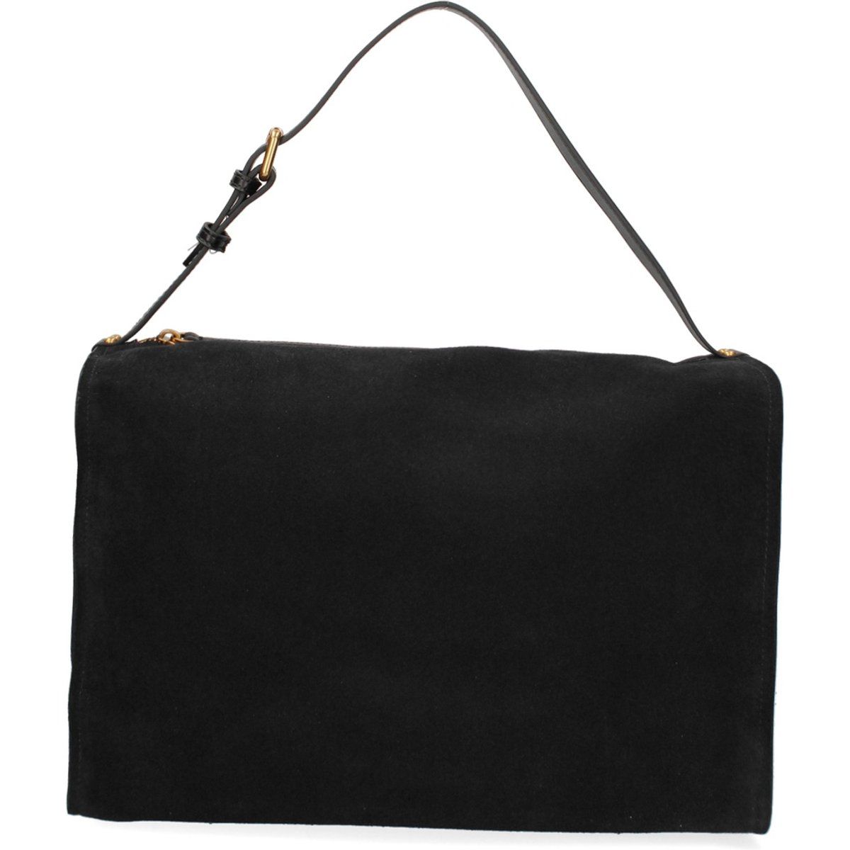 Schlichte Wildleder-Schultertasche mit Schnalle