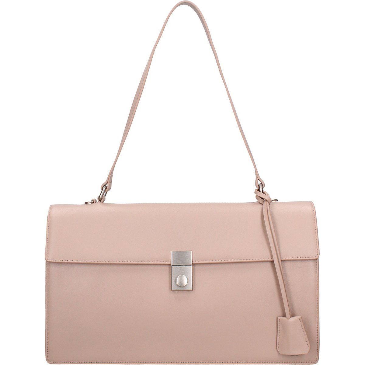 Strukturierte Leder-Schultertasche mit Klappe