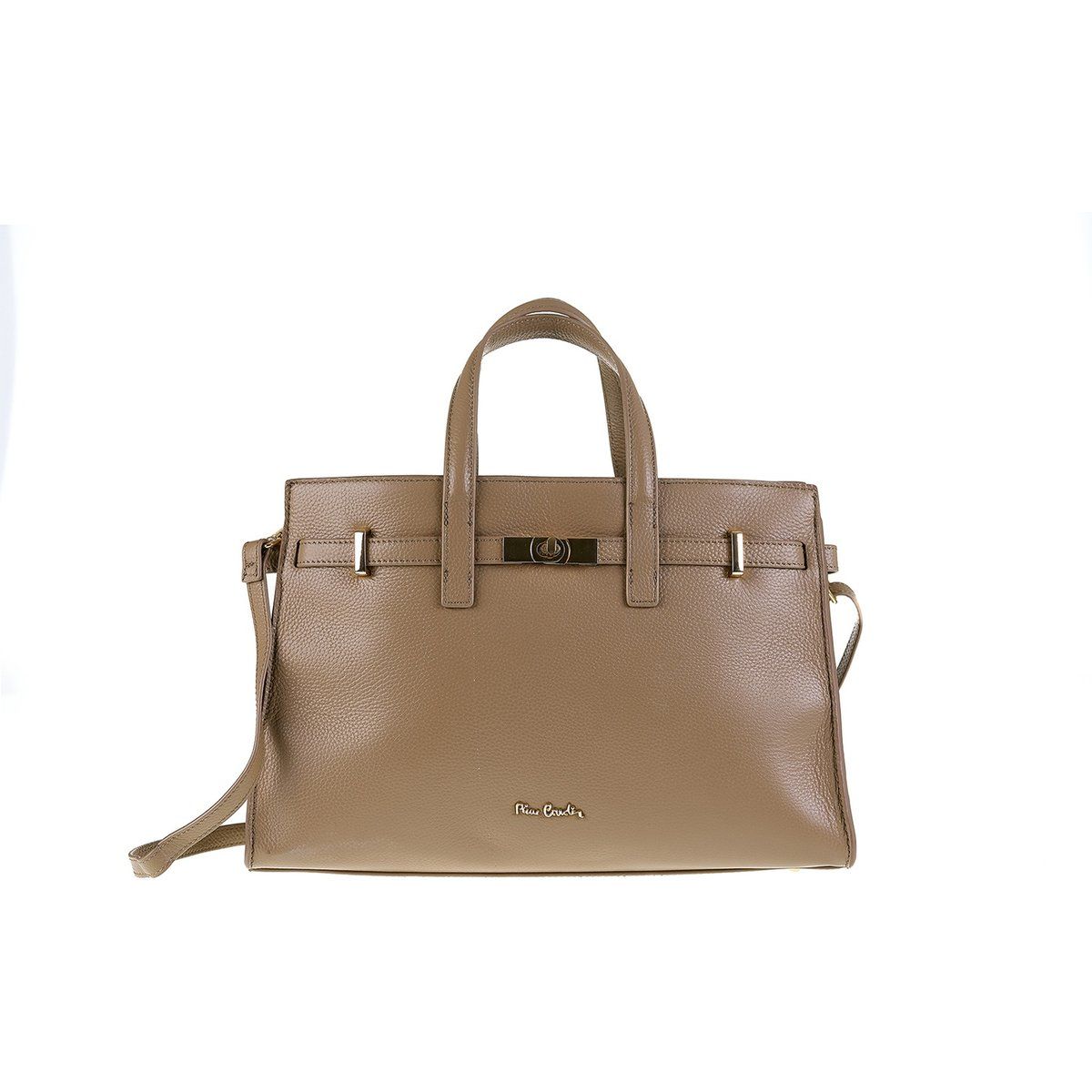 Strukturierte Leder-Handtasche mit Tragegriffen