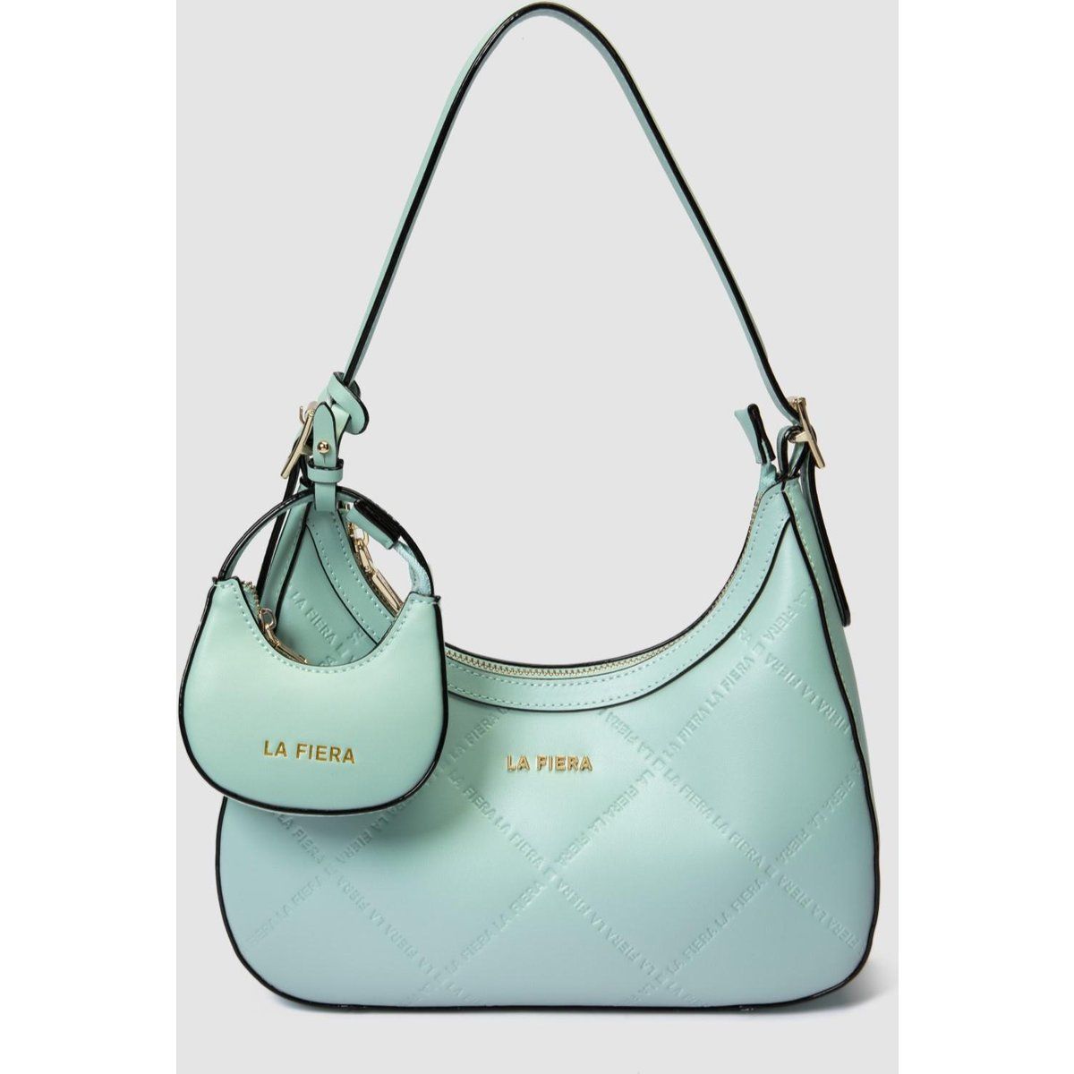 Schultertasche mit Logoprägung und Beutel