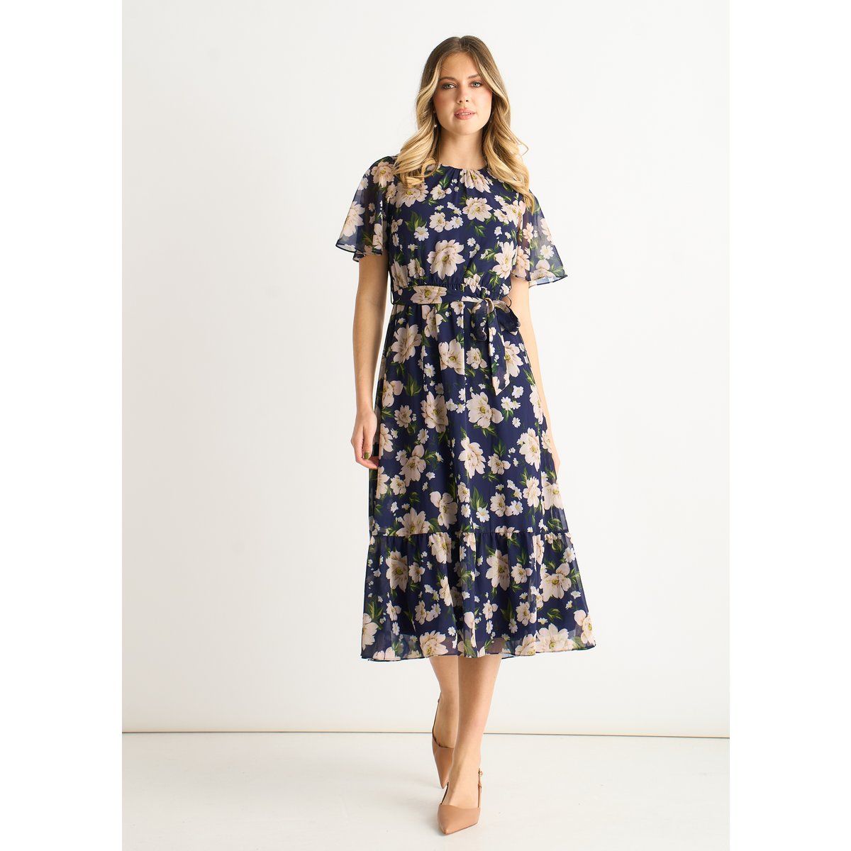 Luftiges Midikleid mit Blumenmuster