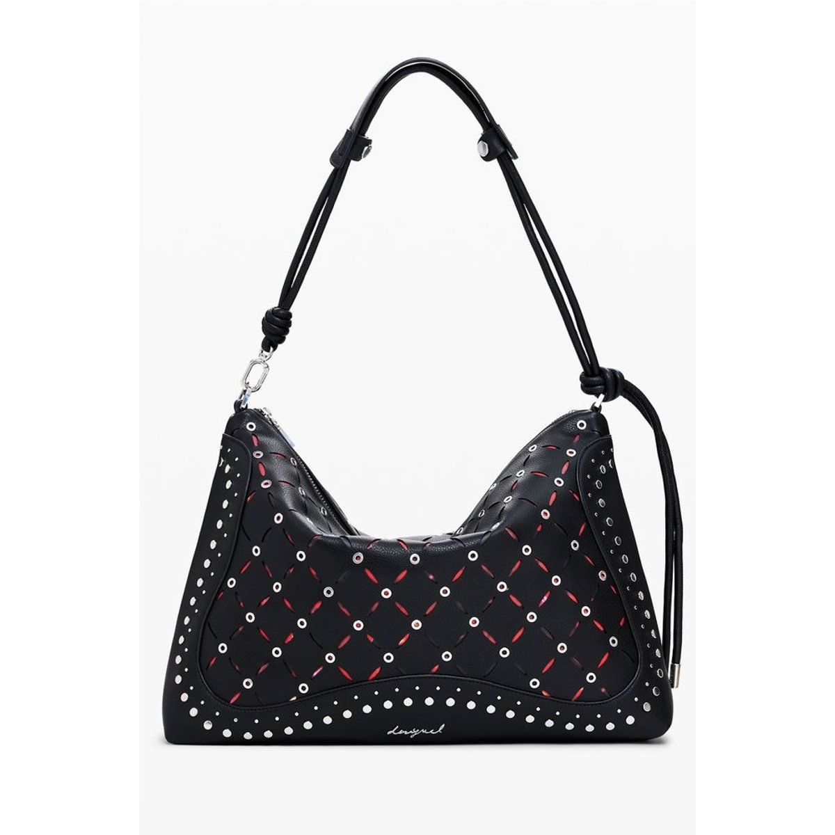 Gewebte Schultertasche mit Nieten