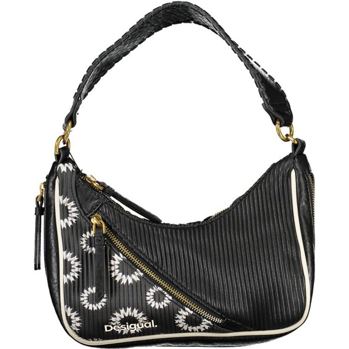 Gerippte Hobo-Tasche mit Blumenstickerei