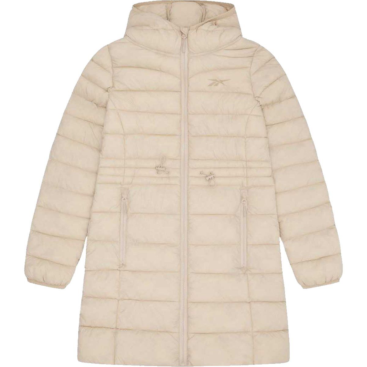 Langer gesteppter Parka mit Kapuze