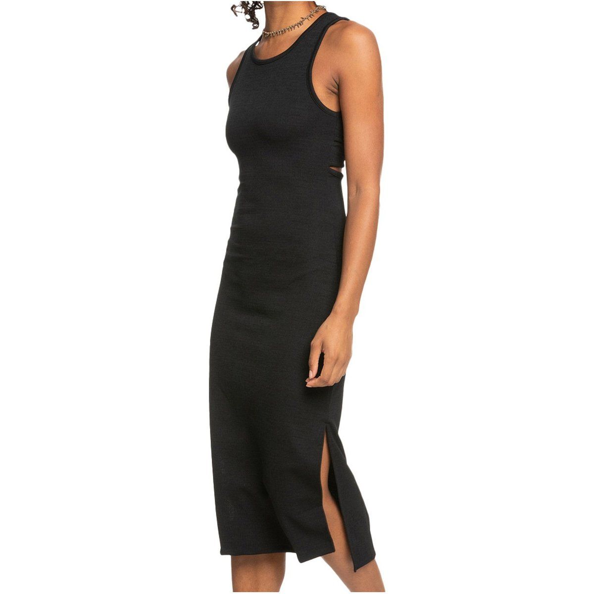 Geripptes Midikleid mit Ausschnitten