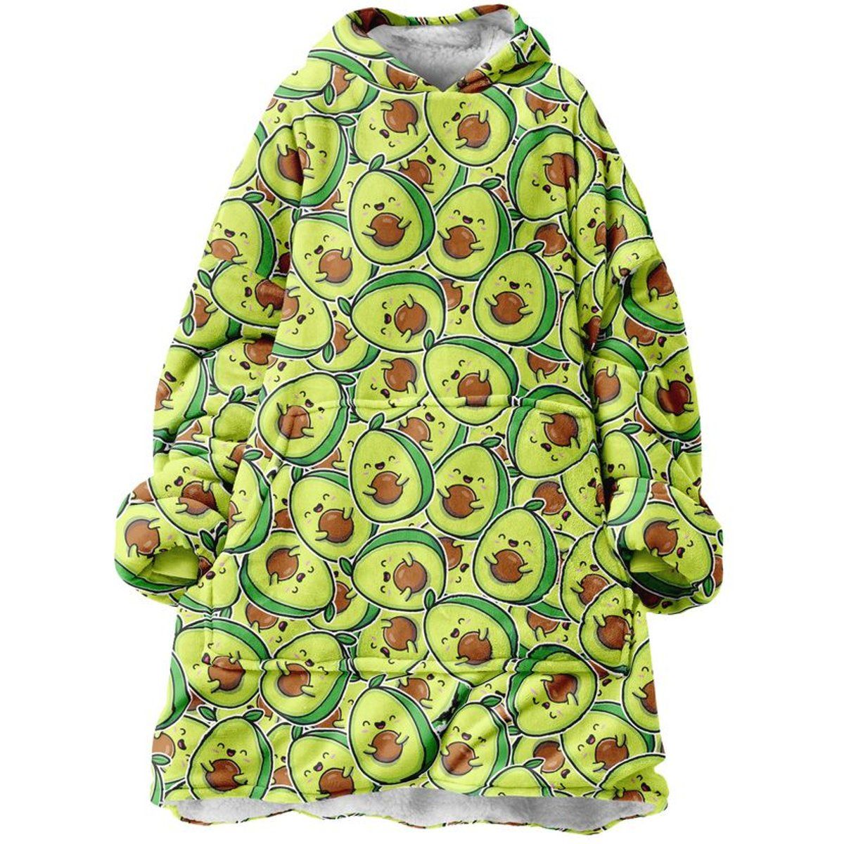 Hoodie-Decke mit Kawaii-Avocado-Print