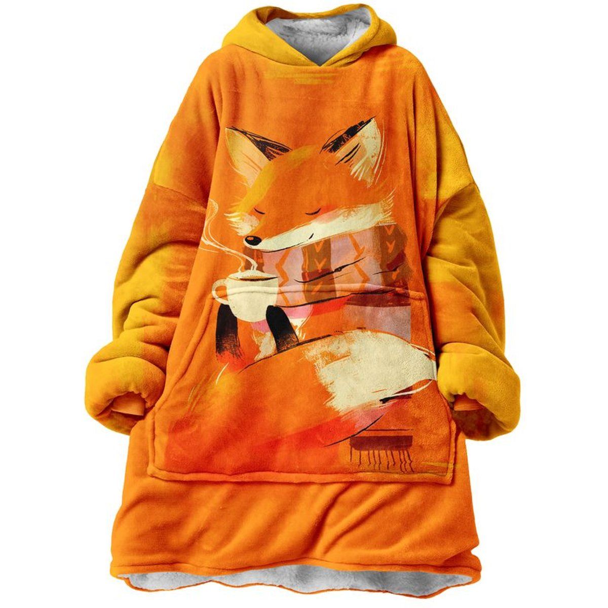 Oversized Kuschel-Hoodie mit Fuchs-Motiv
