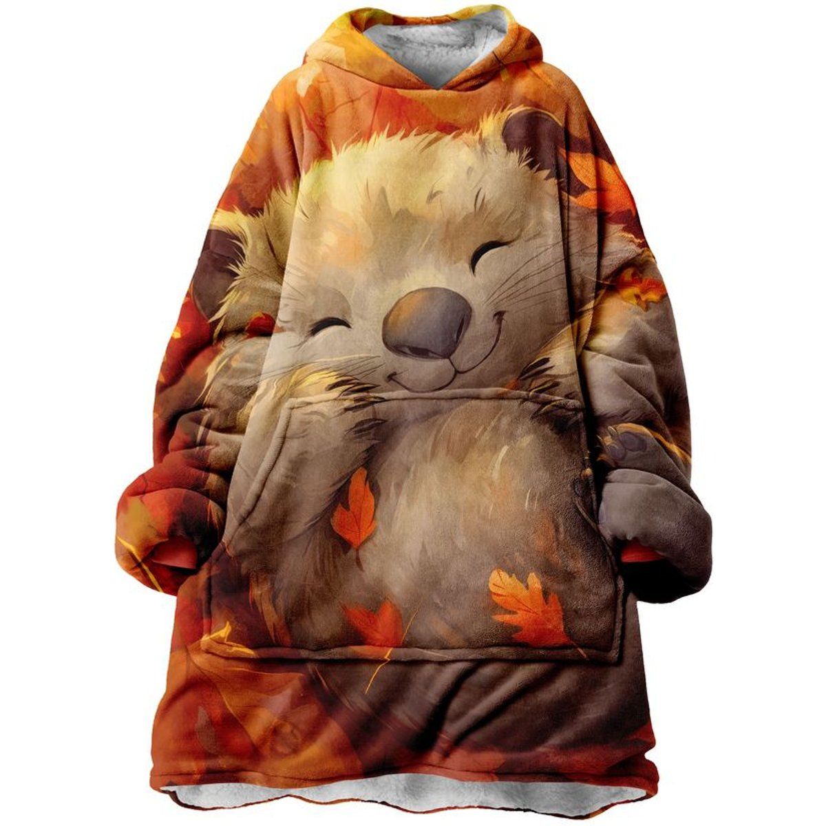 Gemütlicher Grafik Herbst-Wombat Kuschel-Hoodie
