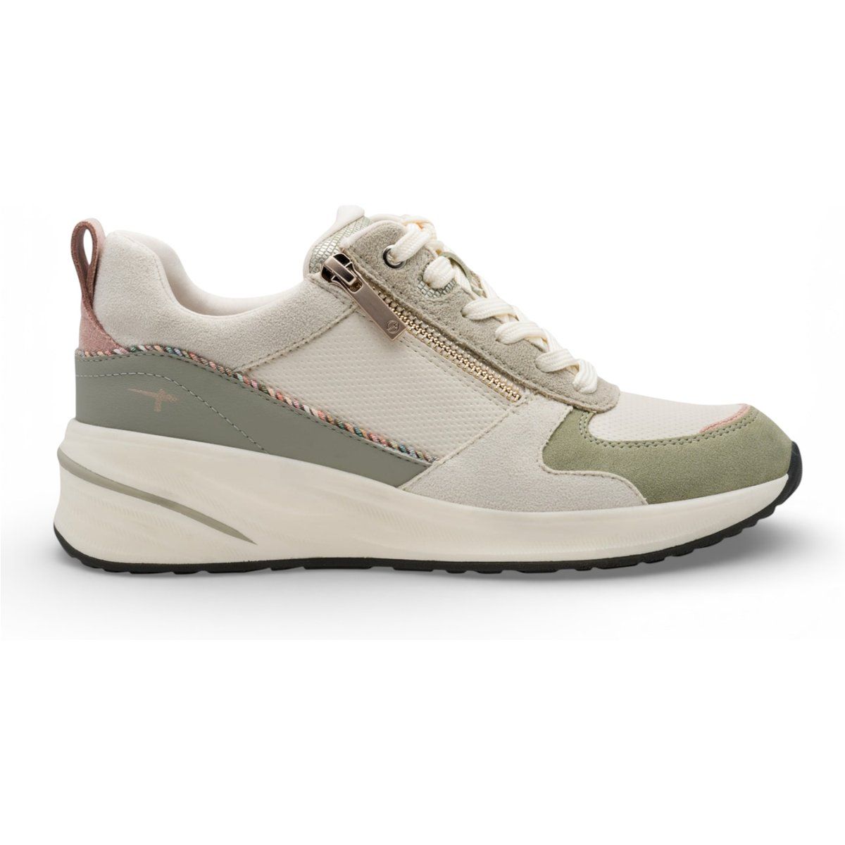 Plateau-Sneaker mit Reißverschluss und Strukturmix