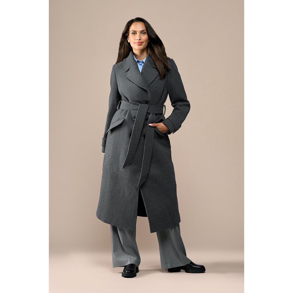 Eleganter Zweireihiger Wollmantel
