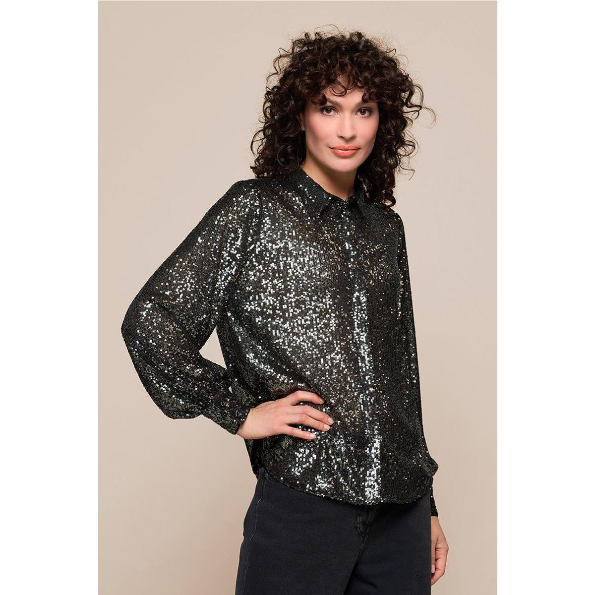 Funkelnde Metallic-Paillettenbluse