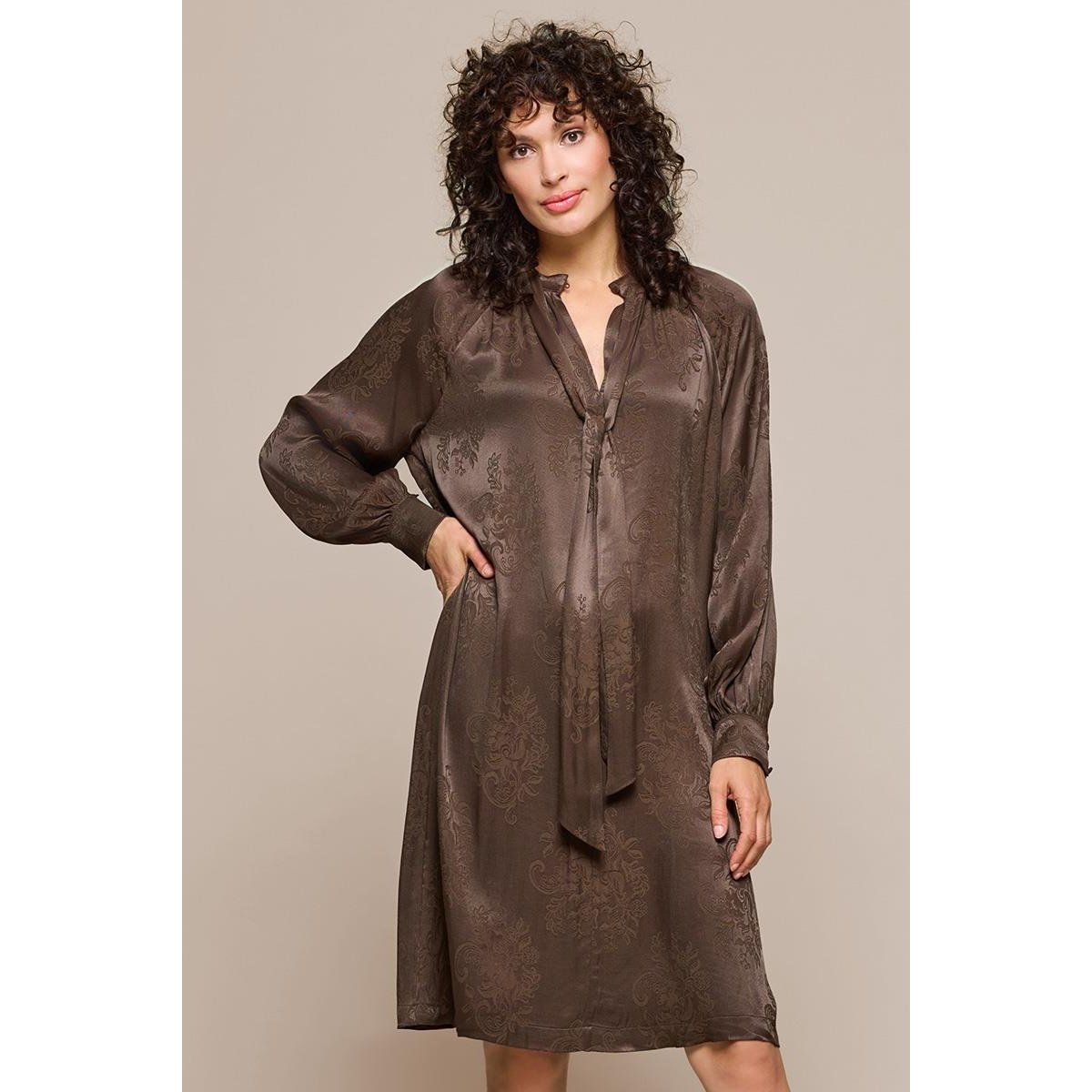 Jacquard-Tunika-Kleid mit Schalkragen